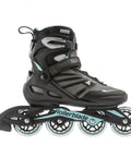 Zetrablade Women's Fitness Inline Skates For Newbie Skaters With High Cuff Support Comfortable Padded Liner Secure Closure And Easy Stable Learning Fit In Black And Light Blue side view