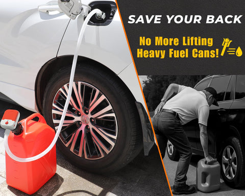 Auto Stop Fuel Transfer Pump With 3.8 GPM Cordless Pump Powered By Battery Or USB Gas Can Portable Electric Refuel Kit with 51 Inch Hose