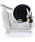 Disinfectant Dish Drainer Small White For Kitchen Countertop Compact Dish Drying Rack Keeps Counters Tidy And Germ Free Portable