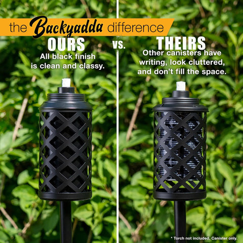 Comparison of replacement 12 oz tiki torch canister with snuffer cap attached easy fill aluminum metal torch fuel canister perfect for tiki torches missing caps 1 pack