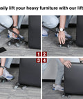 Heavy Furniture Lifter Kit With Four Height Adjustable Jacks And 1000 Lbs Capacity in use lifting a sofa for easy movement