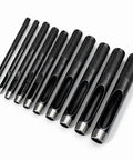 Hollow Leather Hole Punch Set 1mm To 10mm, 10-Piece Carbon Steel Leather Punch Tool, Black Finish for Leatherworking and DIY