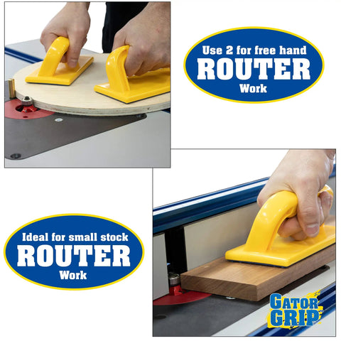 Jointer Push Blocks For Woodworking Pro Grade Safety demonstrating use on router table with no slip grip for precision.