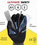 Lightweight Graphene Cut Resistant Work Gloves ANSI A1 For Gardening, DIY, Mechanical And General Handling, protective features