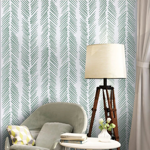Room with green stripe peel and stick wallpaper self adhesive removable contact paper for shelves drawers and cabinets DIY