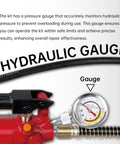 Hydraulic gauge on 4 Ton Porta Power Hydraulic Jack Auto Body Frame Repair Kit 18 Piece Set With Blow Mold Carrying Case And Gauge