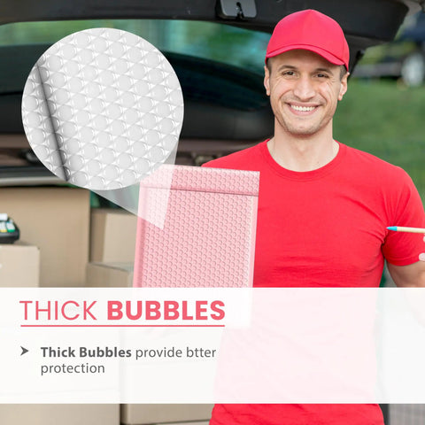 Light Pink 8.5 By 12 Inch Bubble Mailers Self Seal Padded Envelopes Air Cushioned Waterproof Lightweight Shipping Bags Usable 8.5 By 11 Space Pack Of 100 for Shipping