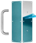 Stainless Steel Satin Finish Door Push Pull Handles Set For Interior Doors, 304 Grade, 100mm Wide By 400mm High, 1 Pair