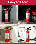 Six Pack Of Tough As Nails 2 Point 5 Lb Abc Dry Powder Fire Extinguishers With Snappy Quick Release Handles For Instant Home Kitchen Car Rv And Office Flame Control stored in kitchen cabinet.