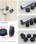 Six Pack Round Tube Plugs With M8 Threads 50mm Diameter Furniture Leg Caps Black Plastic Nut Plugs For Casters