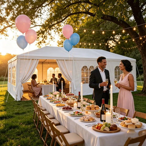 Outdoor event with 10x30 Ft Party Tent Heavy Duty Outdoor Canopy With 8 Removable Sidewalls For Backyard Patio Events Weddings Barbecue