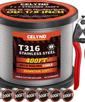 Kickass Marine Grade T316 Stainless Steel Wire Rope Cable 400 Ft One Eighth Inch Heavy Duty for deck railing and outdoor use.