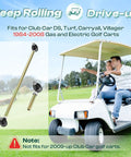 Club Car Golf Cart Steering Kit With Tie Rod Ball Joints And Rack Pinion Drag Link For DS Turf Carryall Villager 1984 To 2008 Gas And Electric Carts Not For 2009 And Up shown with a golf cart in grass field