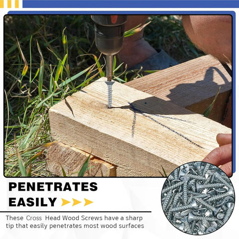 Kick Your Projects Into Gear With a Badass 500 Pack of Number Six X 1/2 Inch Flat Head Wood Screws, Philips drive penetrating wood.