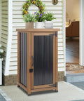 Weatherproof Outdoor Storage Cabinet With Metal Top And Adjustable Shelves Waterproof Potting Bench Table For Garden Tools