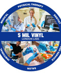Blue 5 Mil Vinyl Examination Gloves in use by healthcare professionals and food services, Top Tier Synthetic Vinyl Nitrile Blend Exam Gloves Built Different With Next Level Tactile Sensitivity Killer Grip And All Day Soft Comfort Pack Of One Hundred Medium Count.
