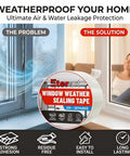 Heavy Duty Weatherproof Seal Tape 2 Inch By 30 Yards Blocks Drafts And Rain Leaks With Waterproof Adhesive No Residue Weather Stripping