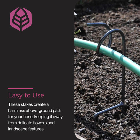 Plant Saving Hose Guide and 17.5 Inch Garden Stake Heavy Duty Water Pipe Guide installing hose elevated in garden