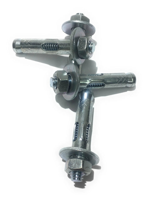 Sleeve Anchors With Nuts And Washers, Zinc Plated Steel, Hex Head, Five Sixteenth Inch By One And A Half Inch Long, Four Pack