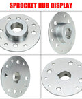 Rear 4 Inch Drum Brake Band and Steel Sprocket Hub Kit for Predator 212cc showing multiple views of hub with keyway