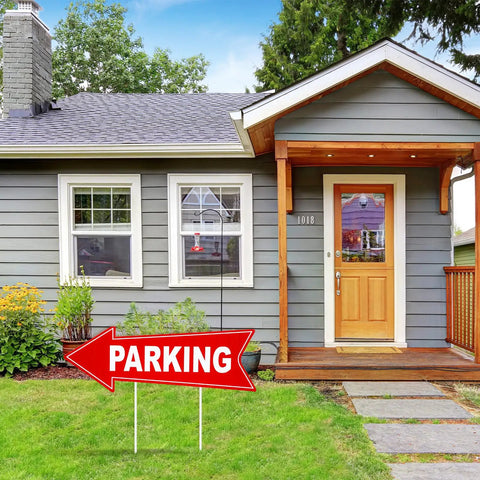 Outdoor Event Parking Signs With Stakes, 8 Pack, 17x6 Inches, Double Sided Arrow Signs For Left And Right Traffic, yard display