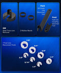 25 Piece Quick Disconnect Tool Kit showing GM steel trans line remover and Ford fuel line tools for mechanics and DIYers.