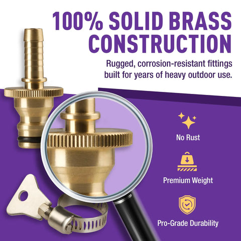 Easy Connect Garden Hose Repair Kit With Barbs And Integrated Male Quick Connector, solid brass construction, hose clamps
