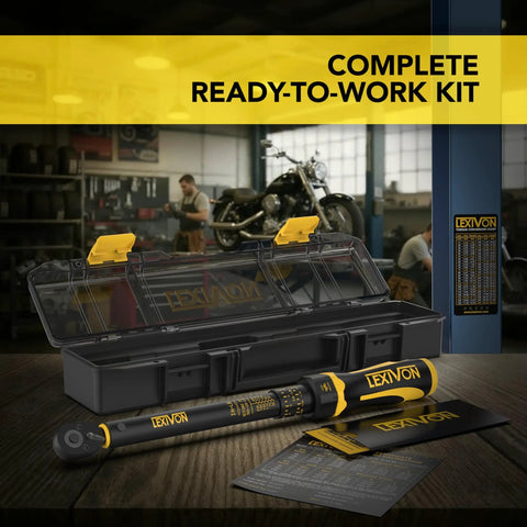 Quarter Inch Drive Torque Wrench With Dual Scale 30 To 250 Inch Pounds And 3.4 To 28.2 Newton Meters Pre Calibrated For Precision With Serial Numbered Calibration Certificate Premium Rubber Grip Handle Deluxe Hybrid Case in case