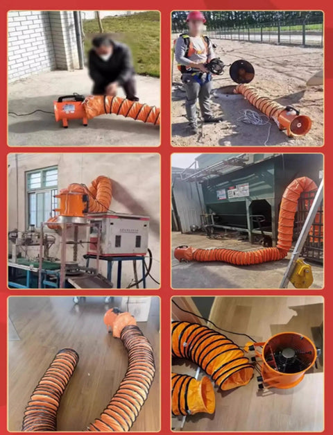 Zero Hassle Portable Fume Extractor And Hardcore Dust Extraction Fan With Adjustable Duct For Workshop Ventilation displaying flexible hose and fan.
