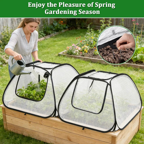 Two Pack Garden Bed Covers For 6x3 Ft Raised Beds With Zippered Openings On Sides And Top Insulated Greenhouse Style Plant Protectors For Seedlings Vegetables And Fruits Winter Frost Protection For Garden Rows