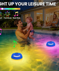3 In 1 Bluetooth Pool Speaker With Digital Thermometer And Colorful Lights Floating IP68 Waterproof TWS Portable Speaker in pool