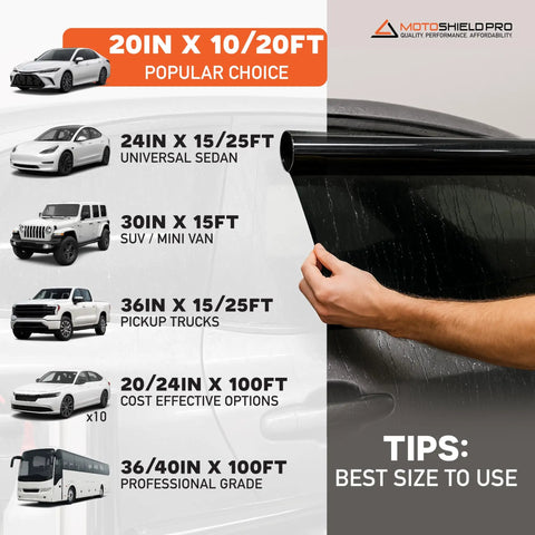 Premium Nano Ceramic Car Window Tint Roll 35 Percent Vlt 36 By 10 Feet 2 Ply Ultra High Heat And Glare Reduction Privacy Film multi-size options shown