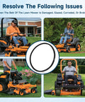 Image of four lawn mowers illustrating usage of Heavy Duty Cogged Drive Belt For Scag Turf Tiger 52 And 61 Inch Decks 482876.