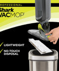 VACMOP Disposable Hard Floor Pad Refills For Sealed Floors With No Touch Disposal Compatible With VM252 VM180 showing disposal
