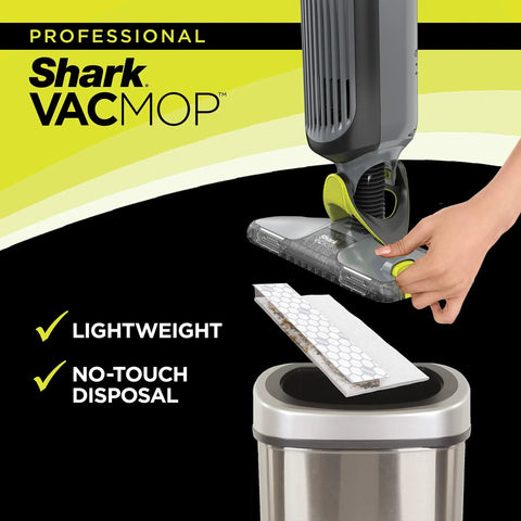 VACMOP Disposable Hard Floor Pad Refills For Sealed Floors With No Touch Disposal Compatible With VM252 VM180 showing disposal