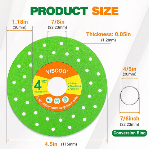 4.5 Inch Tile Cutter Diamond Blades For Angle Grinder Pack Of 4 With Premium Diamond Grit And Reinforced Steel Base Delivers All Day Sharpness, Low Friction, Chips Free Cuts On Ceramic Porcelain And Stone Tiles.