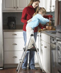 Woman and child on Lite Folding Step Stool With Extra Large Slip Resistant Platform, Aircraft Grade Aluminum Build, Non Marring Feet