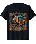 Chill Streetwear Vibes Indian Rickshaw Graphic Tee Lightweight Classic Fit in black with vibrant orange artwork.