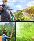 Person using 2 Pack Pump Action Backpack Sprayer Wand Replacement in garden