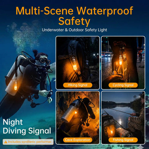 Four Pack Dive Marker Light 300 Lumen Waterproof 150m Mini Scuba Tank Light With Steady And Flash Modes LED Diving Signal Light