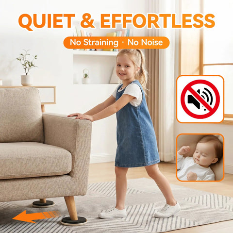 Heavy Duty Furniture Sliders Reusable Plastic Floor Protectors For Carpet Hardwood Chair Leg Glides shown moving a sofa effortlessly.