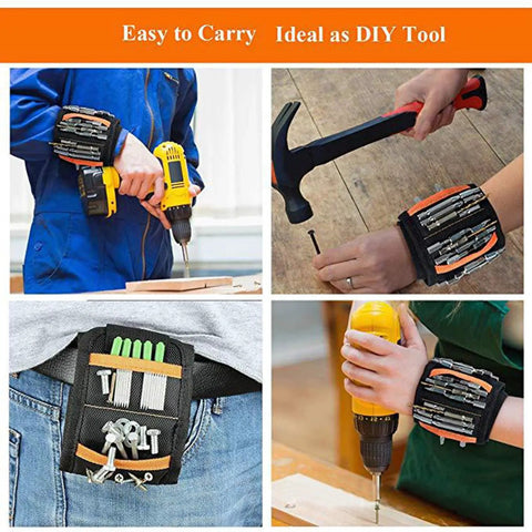 Magnetic Wristband With Ultra Strong Magnets To Hold Screws Nails Drill Bits Bolts And Small Tools On Your Arm Hands Free Diy Helper Gift For Men Women Ideal Toolbox Accessory For Home Renovations, 1680D wrist strap