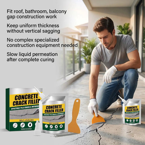 Zero Mess Drip Free Heavy Duty Rubberized Concrete Crack Filler And Cement Repair Sealant Self Leveling Waterproof Flowable Paste for construction work.
