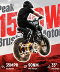 Rider on all terrain electric fat tire dirt bike for adults and teens with 35 MPH top speed 1500W peak motor on dirt track