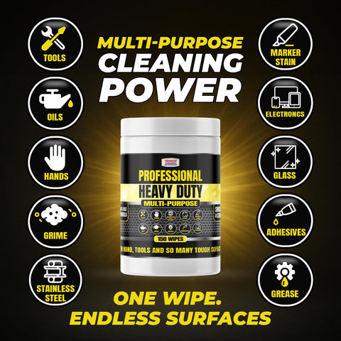 Heavy Duty Multi Purpose Wipes For Tools Hands Glass And Stainless Steel Pre Moistened Streak Free Extra Strong Cleaning Wipes