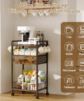 Compact Coffee Bar Cart With Secure Drawer And Hanging Mug Rack Real Cool Three Tier Station perfect for kitchen storage.