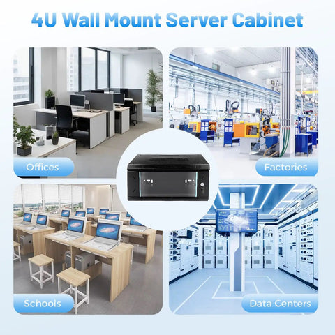 Tough As Nails 4U Wall Mount Server Rack Case Built From Heavy Gauge Steel for use in offices, schools, factories, and data centers.