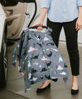 All In One Baby Car Seat Cover And Nursing Shield With 360 Degree Full Coverage Peekaboo Opening Cozy Minky Blanket Dinosaur Print