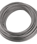 Coiled 164 Ft One Quarter Inch Stainless Steel Wire Rope Cable 7x19 Aircraft Cable For Railing And Heavy Duty Zip Line 6400 Lb Breaking Strength.