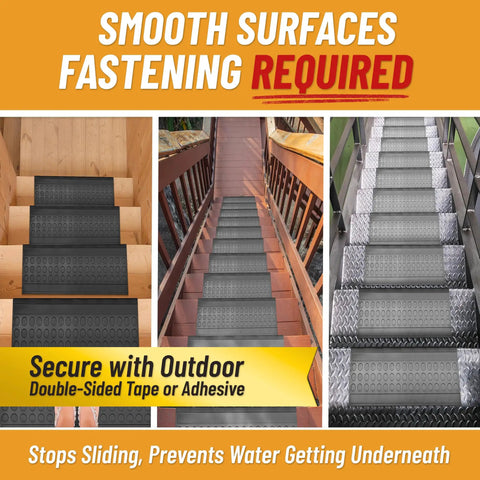Outdoor Bullnose Stair Treads Heavy Duty Non Slip Mats For Concrete Brick And Textured Steps With Wrap Edge Grip in use